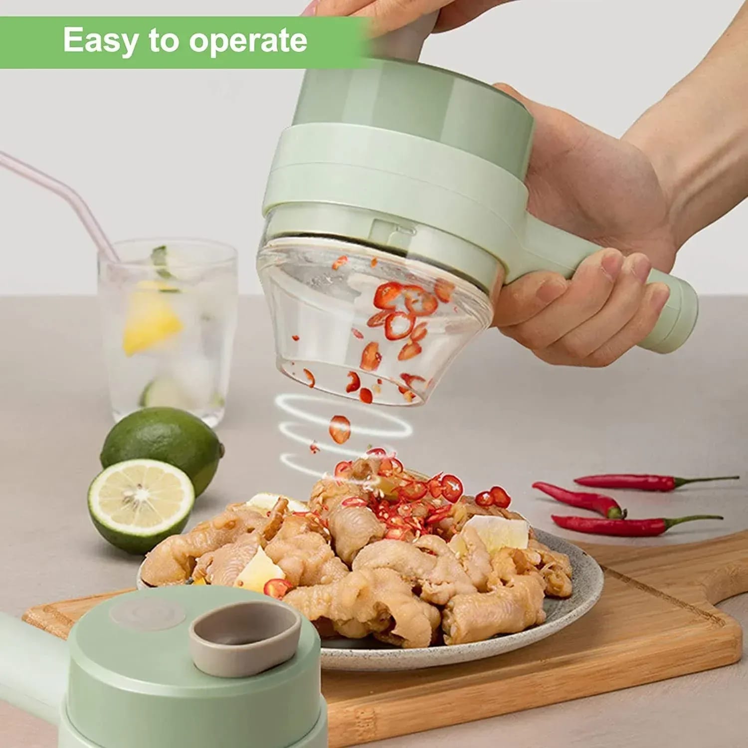 4 in 1 Handheld Electric Food Chopper with Ergonomic Design and Easy Cleaning