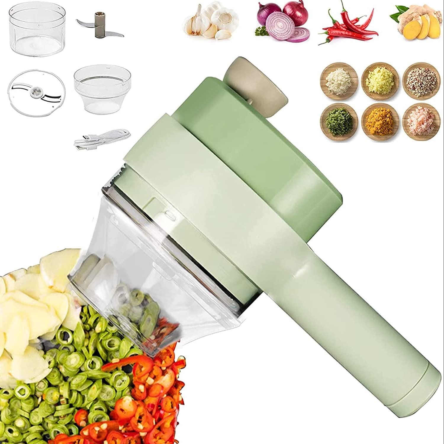 4 in 1 Handheld Electric Food Chopper with Ergonomic Design and Easy Cleaning